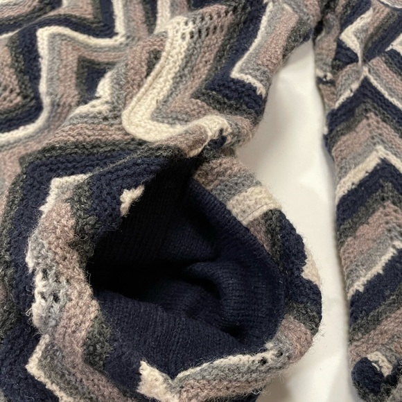 Retro Revival Boho Dress Wool Coastal 70s Chevron XS Navy Blue Free People - Picture 10 of 16